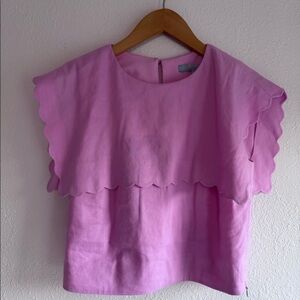 Antonio Melani cropped scalloped bib blouse women size 0